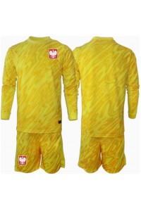 Fotbalové Dres Polsko Brankářské Dětské Domácí Oblečení ME 2024 Dlouhý Rukáv (+ trenýrky)